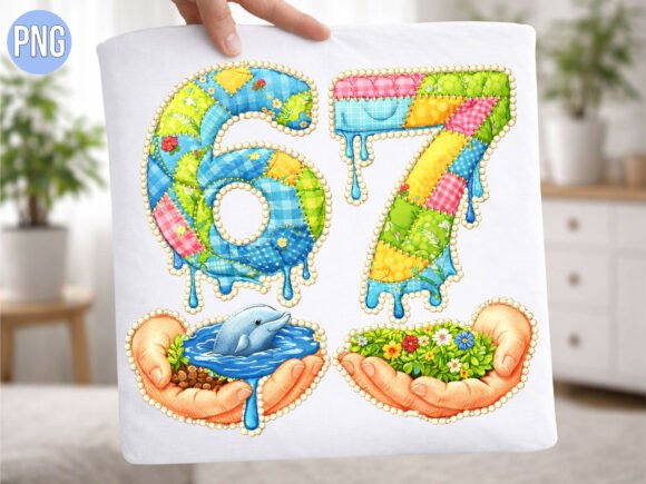 Download Patchwork Earth Day Numbers 6 7 PNG - 6 7 png Collection