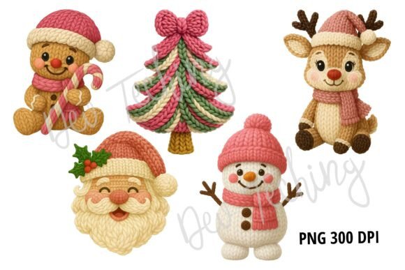 Download Pink Crochet Christmas PNG Bundle - Premium Resources